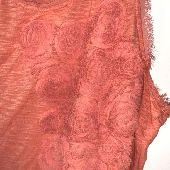Lauren Conrad XL Coral Sleeveless Tank Top With Floral Appliqué & Frayed Edges 1 - Picture 5 of 13
